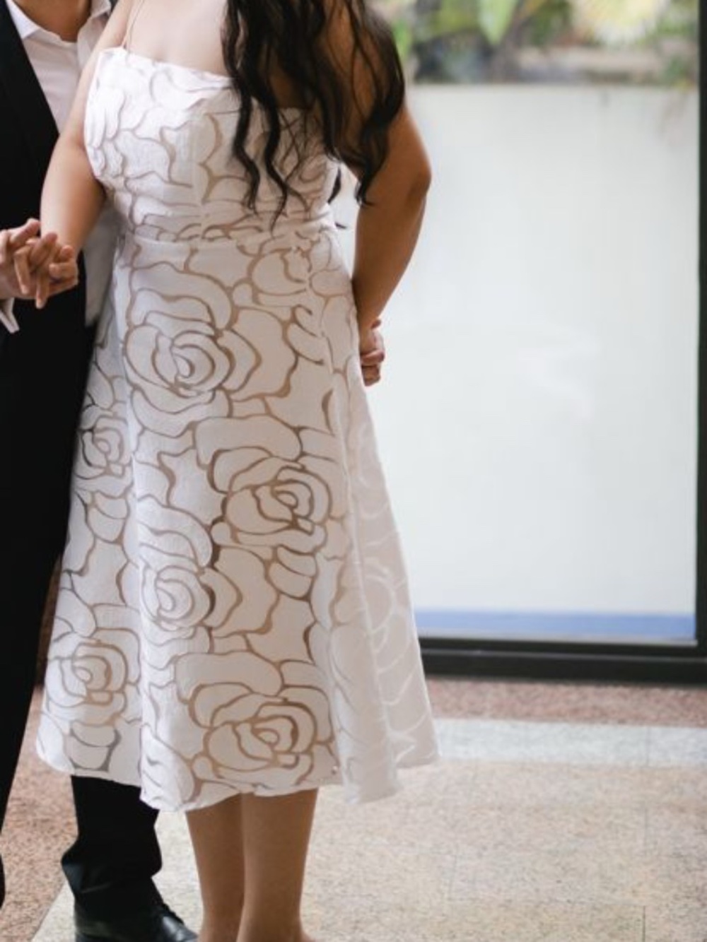 Engagement pictures white lace dress with nude lining (Not see through)